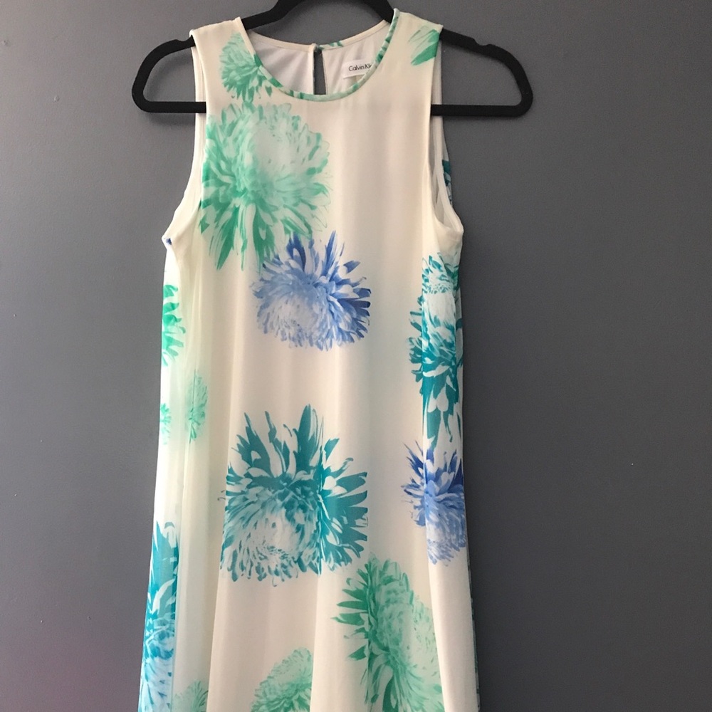White and blue Flowy Dress!